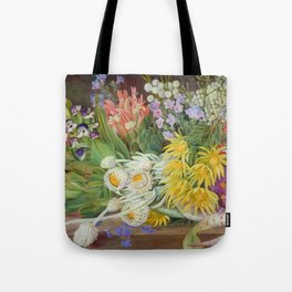 Medley of Wild Summer Mountain Flowers still life painting Tote Bag