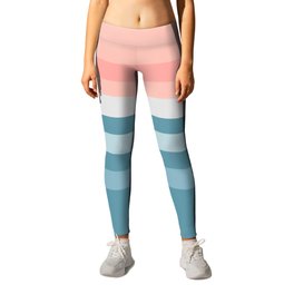 Taina - Blue Pink Summer Vibes Retro Stripes Colourful Art Design  Leggings