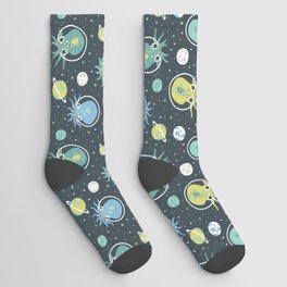 Squids in Space - Blue + Green Socks