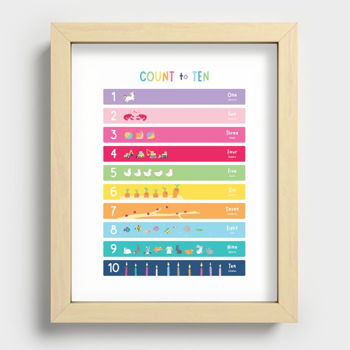 Children's Count to Ten Print – Colourful Recessed Framed Print