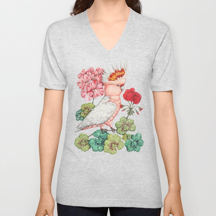 Parrot floral V Neck T Shirt