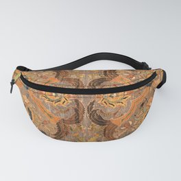 Antique Distressed Floral and Palm Leaves Fanny Pack