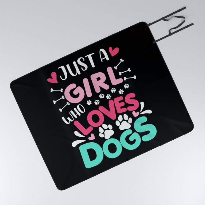 Just A Girl Who Loves Dogs Funny Picnic Blanket