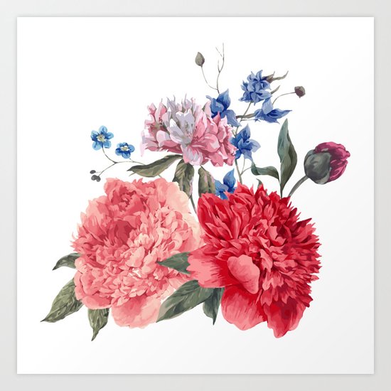 Beautiful PINK, ROSE AND BLUE - Jersey Beauty Flower Art Print