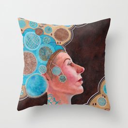 Queen in Gold and Teal Throw Pillow