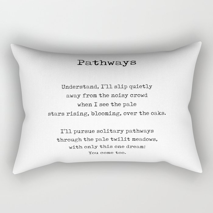 Pathways - Rainer Maria Rilke Poem - Literature - Typewriter Print 1 Rectangular Pillow