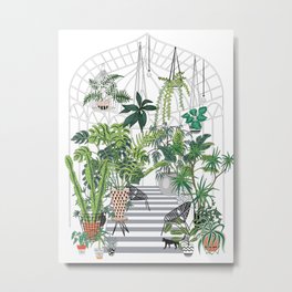greenhouse illustration Metal Print | Tree, Flowerpot, Cactus, Leaf, Print, Leaves, Summer, Greenhouse, Graphicdesign, Illustration 