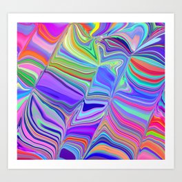 Swirling Rainbow Liquid Marble Abstract Art Print