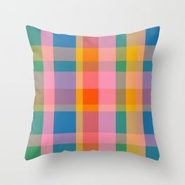 Rainbow Pop Colorful Checked Plaid Pattern Throw Pillow