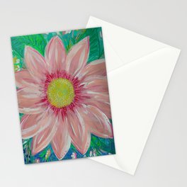 Big Pink Daisy Flower Painting Stationery Card