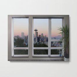 Seattle Skyline Window View Metal Print
