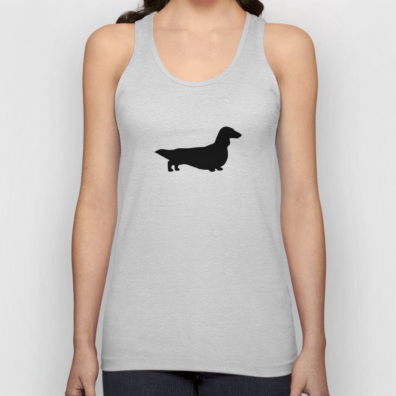 Longhaired Dachshund Silhouette Unisex Tank Top By