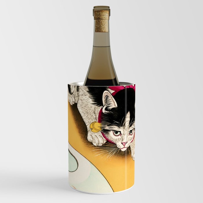 Cat and Goldfish by Ohara Koson Wine Chiller