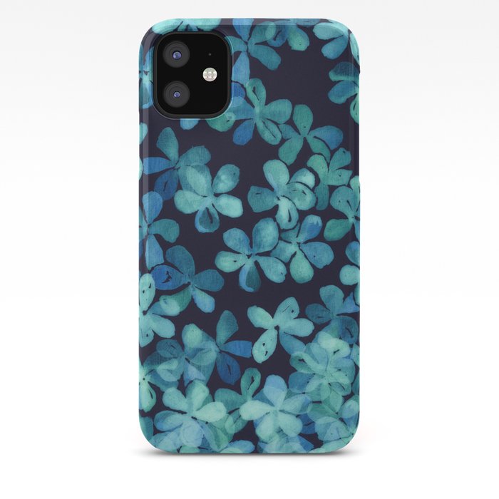 Hand Painted Floral Pattern In Teal Amp Navy Blue Iphone