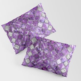Quatrefoil Moroccan Pattern Amethyst and silver Pillow Sham