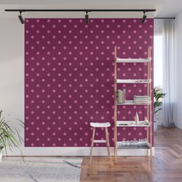 Retro Valentine's pink polka dots burgundy pattern Wall Mural