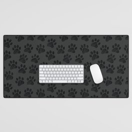 Dark Paws doodle seamless pattern. Digital Illustration Background. Desk Mat