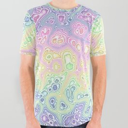 Trippy Funky Squiggly Pastel Rainbow All Over Graphic Tee