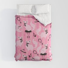 Mid-century Modern Cats in Pink Comforter