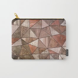 Stained Glass Triangles Ombre Carry-All Pouch | Marble, Pattern, Patchwor, Copper, Ombre, Glamour, Graphicdesign, Elegant, Surface, Brown 