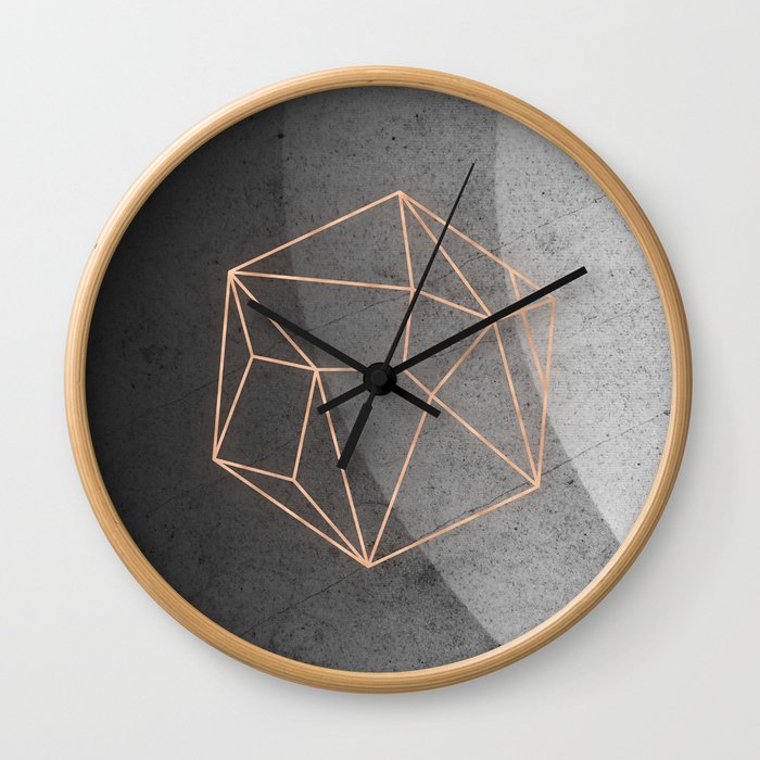 Geometric Solids on Marble Wall Clock