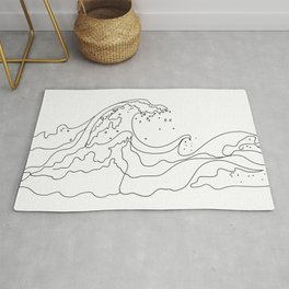 Minimal Line Art Ocean Waves Area & Throw Rug