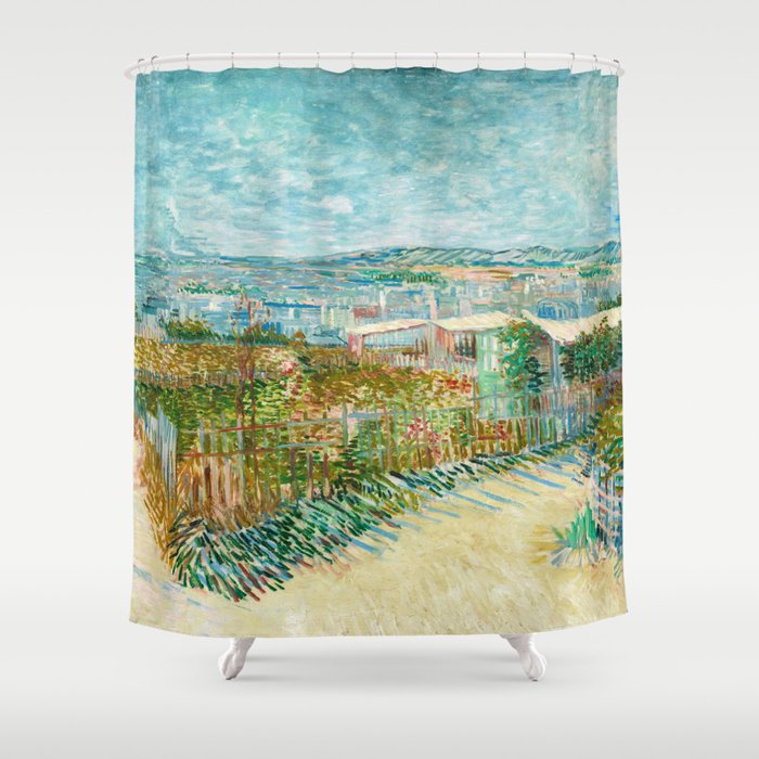 Montmartre, Behind the Moulin de la Galette, Paris, July 1887 by Vincent van Gogh Shower Curtain