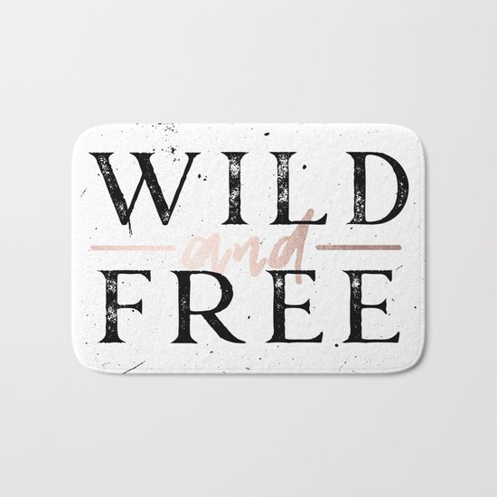 Wild and Free Rose Gold on White Bath Mat