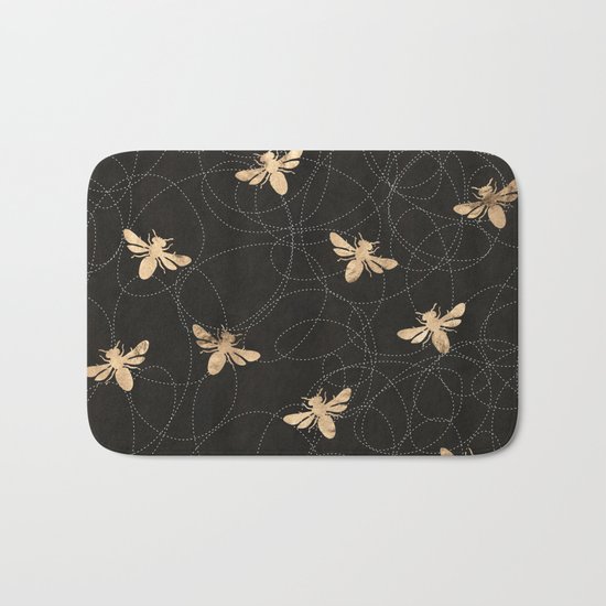 Busy Bees (Black) Bath Mat