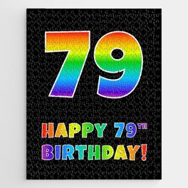 [ Thumbnail: HAPPY 79TH BIRTHDAY - Multicolored Rainbow Spectrum Gradient Jigsaw Puzzle ]