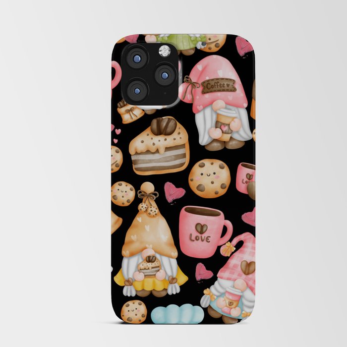 Valentine coffee gnomes seamless pattern iPhone Card Case