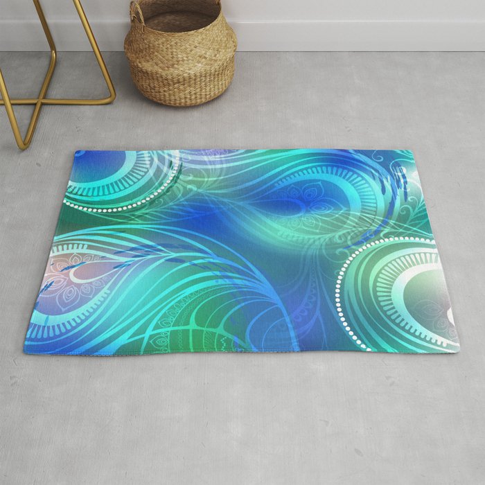 Iridescent Peacock Background Rug