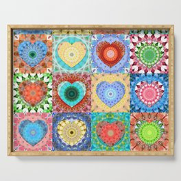 Colorful Mandala Love - Romantic Art by Sharon Cummings Serving Tray
