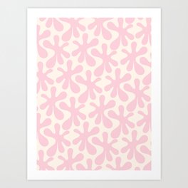 Amoeba Dance Fun Retro Modern Abstract Pattern in Pastel Baby Pink and Cream Art Print