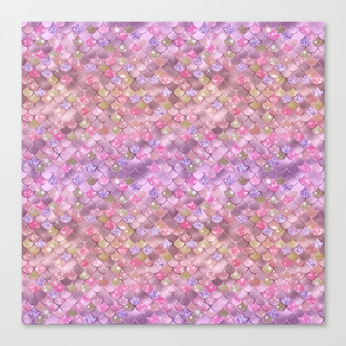 Pink Mermaid Pattern Luxury Canvas Print