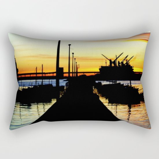 Light shines over the Harbour Rectangular Pillow
