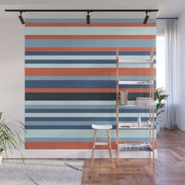 Pattern Stripes Color Cerulean Metal Wall Mural