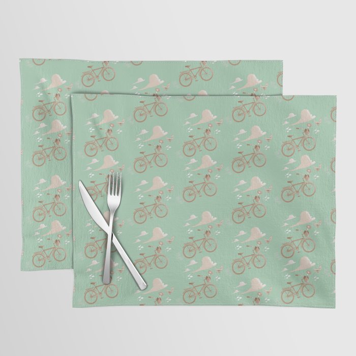 Spring Bike Mint and Tea Placemat