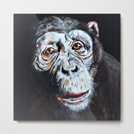 Chimpanzee: One Survivor Metal Print | Expressionism, Face, Evahoedeman, Respect, Chimpanzee, Primate, Acrylic, Animal Rights, Simian, Monkey 