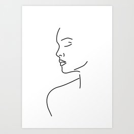 Abstract woman portrait line art  Art Print