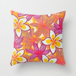Aloha print plumeria pattern Throw Pillow