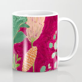 Fuchsia Pink Floral Jungle Painting Coffee Mug