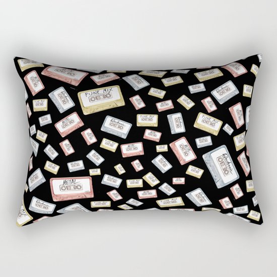 Primary Mixtapes on Black Rectangular Pillow