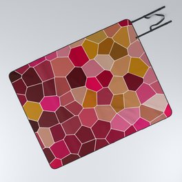 Hexagon Abstract Pink_Olive Picnic Blanket