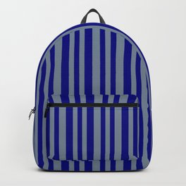 [ Thumbnail: Light Slate Gray and Blue Colored Lines/Stripes Pattern Backpack ]