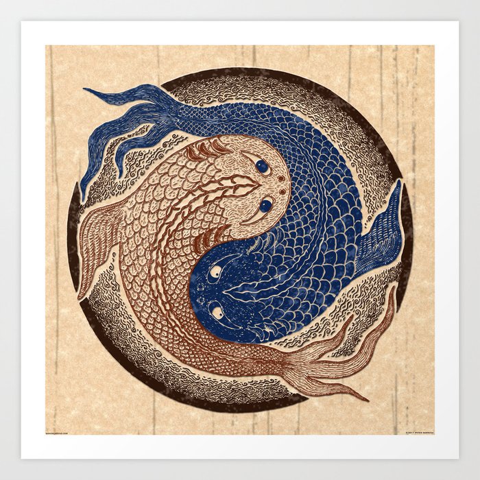 shuiwudáo yin yang mandala Art Print