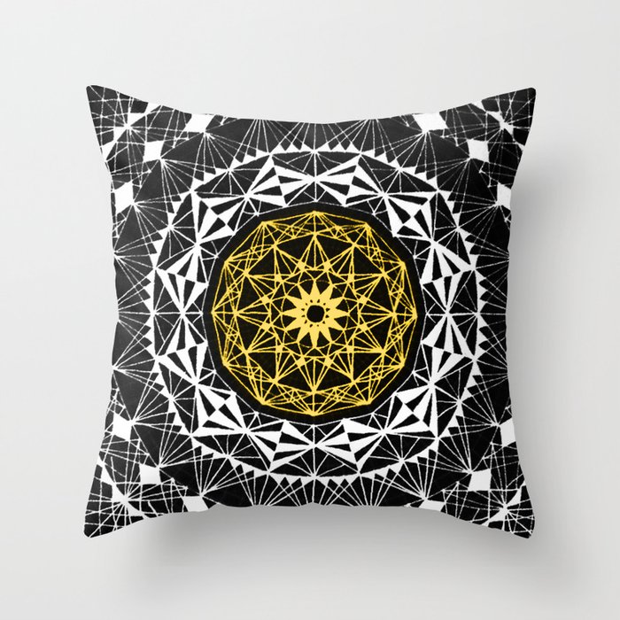 Mandala- Yellow Throw Pillow