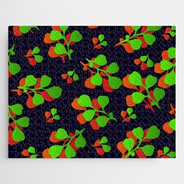 Black, Red & Green Color Funar Pattern Design  Jigsaw Puzzle