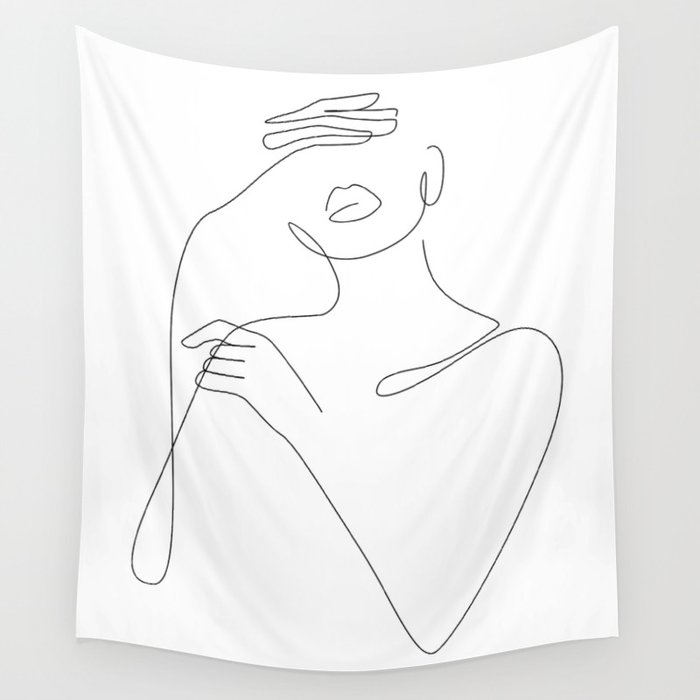 Beauty Contour / Woman with hands on face Wall Tapestry