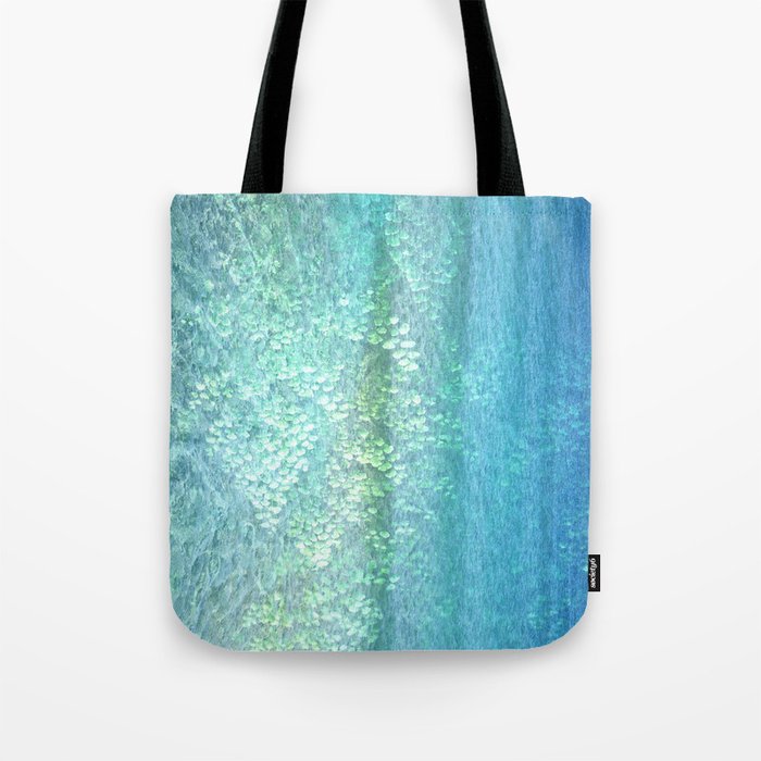 blue green shimmering ivy wall Tote Bag